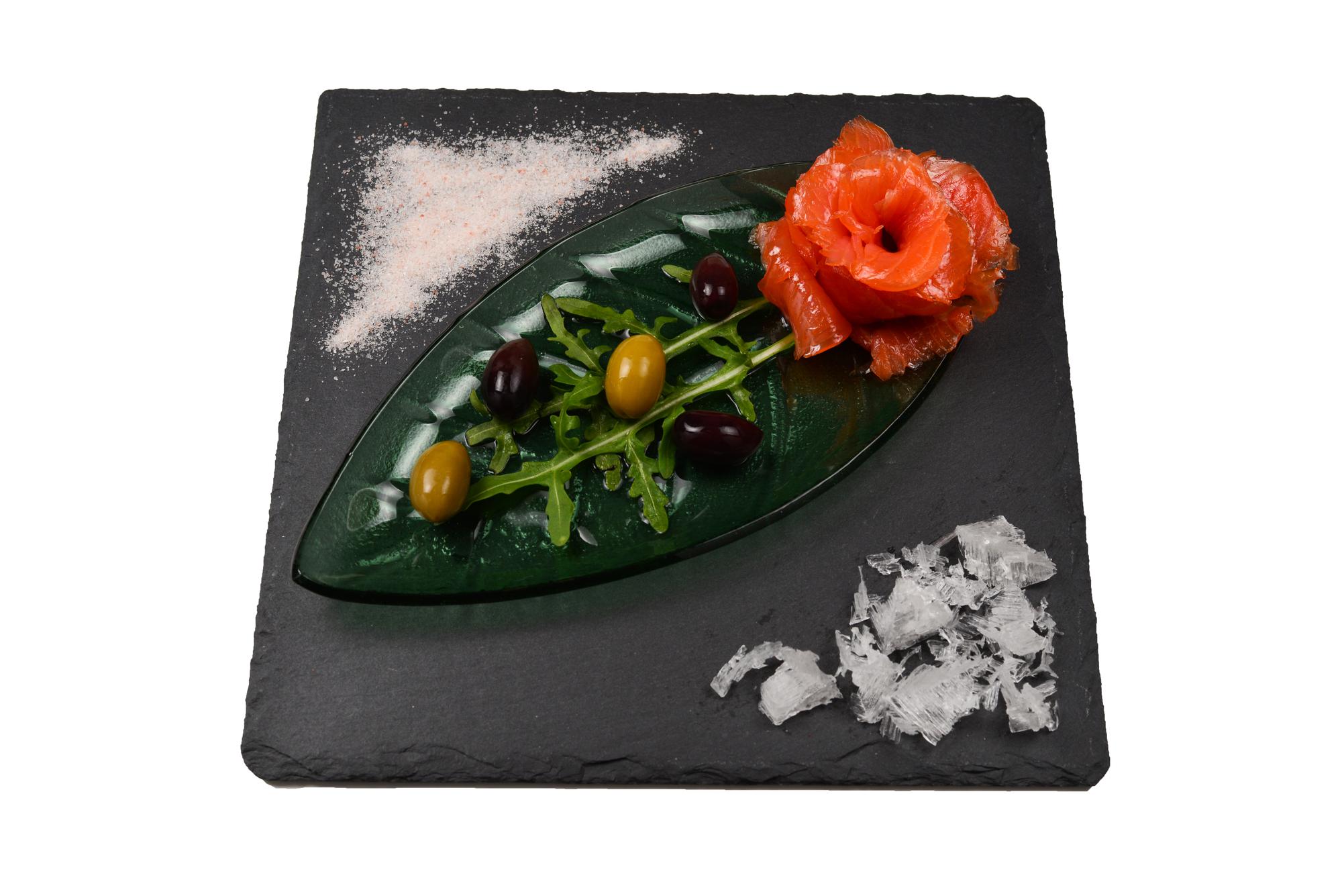 Fine dining tasting portion on slate